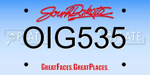 OIG535 South Dakota License Plate