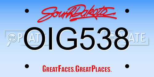 OIG538 South Dakota License Plate