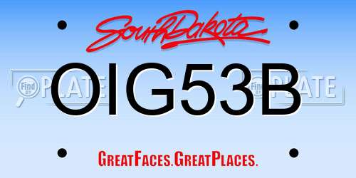 OIG53B South Dakota License Plate