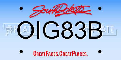 OIG83B South Dakota License Plate