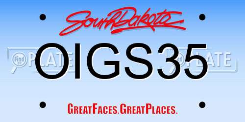 OIGS35 South Dakota License Plate