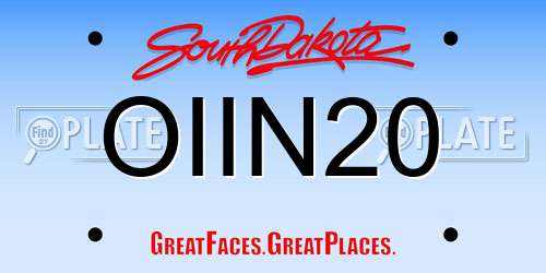 OIIN20 South Dakota License Plate