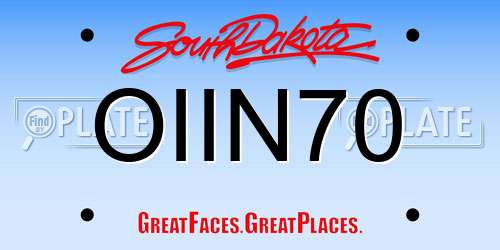 OIIN70 South Dakota License Plate