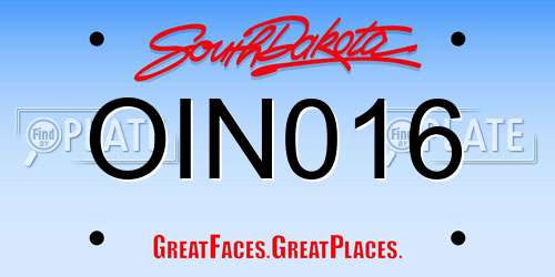 OIN016 South Dakota License Plate