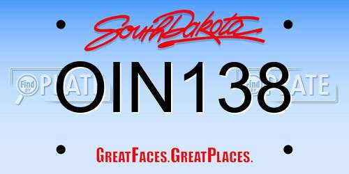 OIN138 South Dakota License Plate