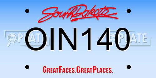 OIN140 South Dakota License Plate