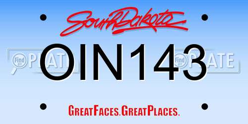 OIN143 South Dakota License Plate