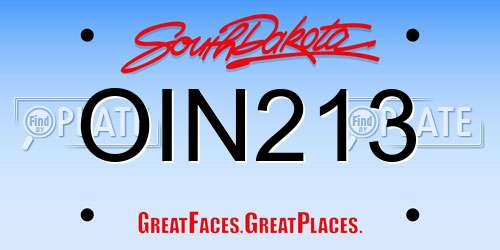 OIN213 South Dakota License Plate