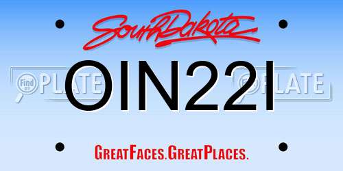 OIN22I South Dakota License Plate