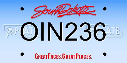 OIN236 South Dakota License Plate