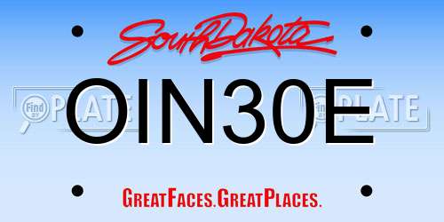 OIN30E South Dakota License Plate