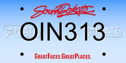 OIN313 South Dakota License Plate