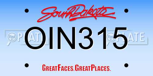 OIN315 South Dakota License Plate