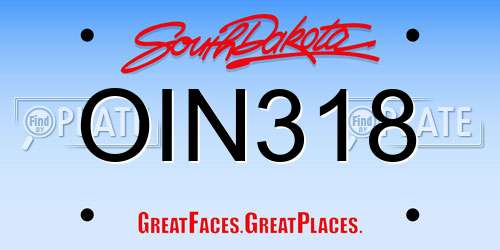 OIN318 South Dakota License Plate