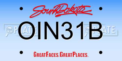 OIN31B South Dakota License Plate