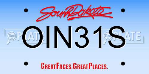 OIN31S South Dakota License Plate
