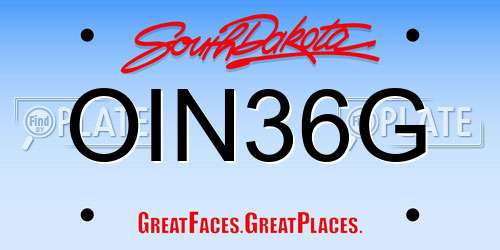 OIN36G South Dakota License Plate