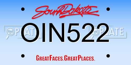 OIN522 South Dakota License Plate