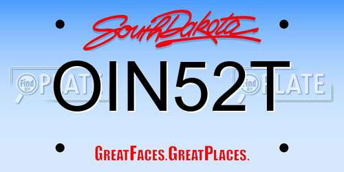 OIN52T South Dakota License Plate