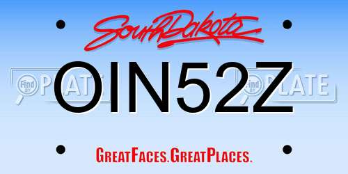OIN52Z South Dakota License Plate