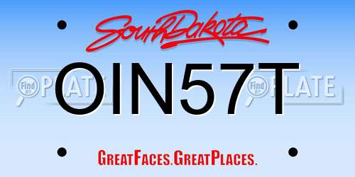 OIN57T South Dakota License Plate