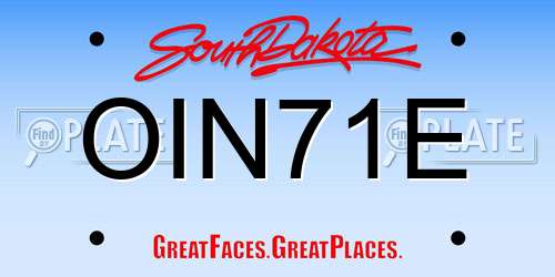 OIN71E South Dakota License Plate