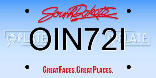 OIN72I South Dakota License Plate