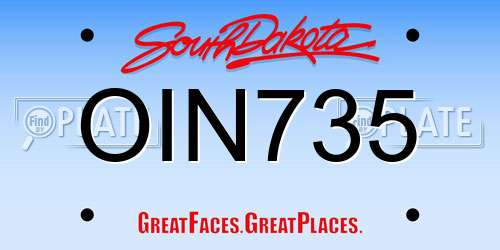 OIN735 South Dakota License Plate