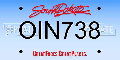 OIN738 South Dakota License Plate