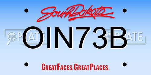 OIN73B South Dakota License Plate