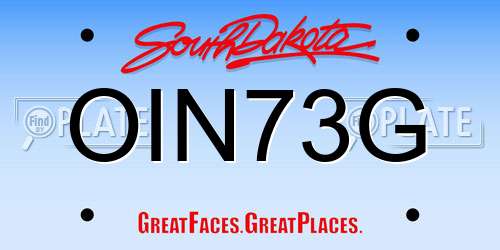 OIN73G South Dakota License Plate