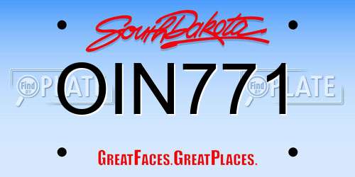 OIN771 South Dakota License Plate