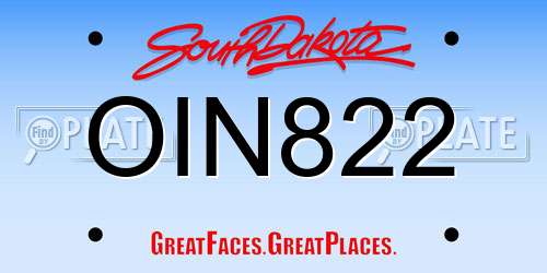 OIN822 South Dakota License Plate