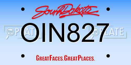 OIN827 South Dakota License Plate