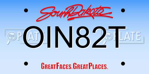 OIN82T South Dakota License Plate