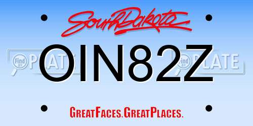 OIN82Z South Dakota License Plate