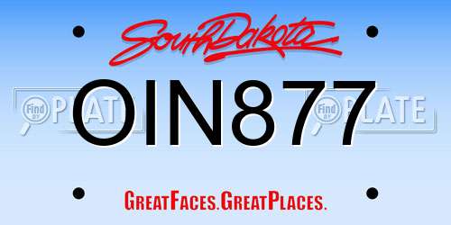 OIN877 South Dakota License Plate