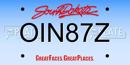 OIN87Z South Dakota License Plate