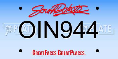 OIN944 South Dakota License Plate