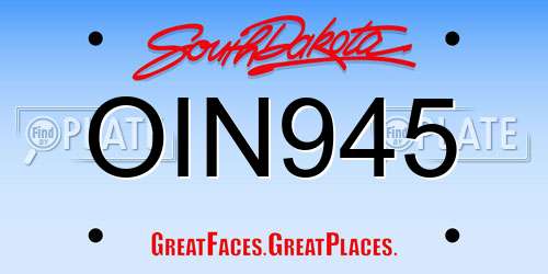 OIN945 South Dakota License Plate