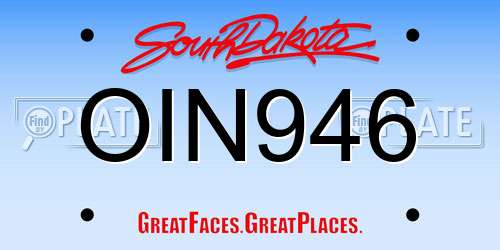 OIN946 South Dakota License Plate