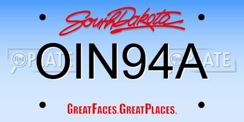 OIN94A South Dakota License Plate