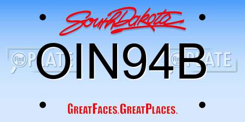 OIN94B South Dakota License Plate