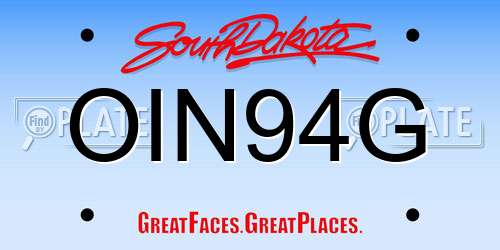 OIN94G South Dakota License Plate