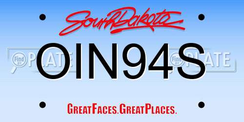 OIN94S South Dakota License Plate