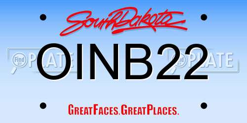 OINB22 South Dakota License Plate