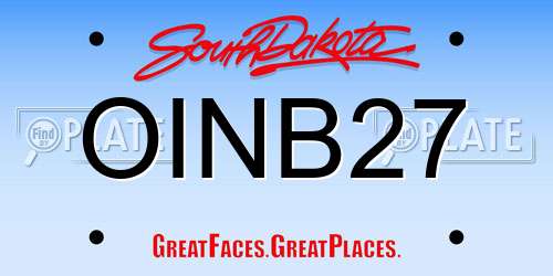 OINB27 South Dakota License Plate