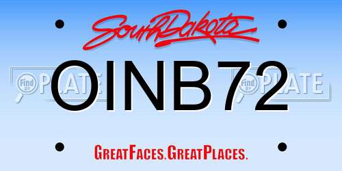 OINB72 South Dakota License Plate