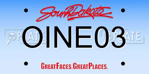 OINE03 South Dakota License Plate