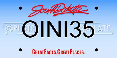 OINI35 South Dakota License Plate